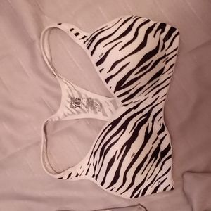 S P Victoria’s Secret PINK Padded Yoga Sports Bra black/white zebra print